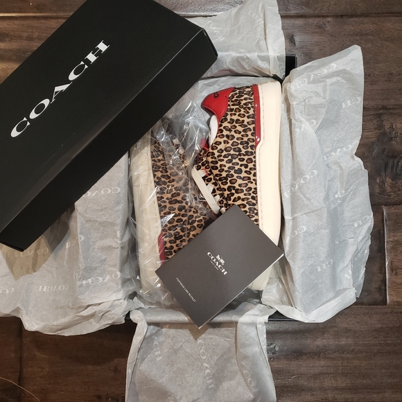 Coach Lowline Calf Hair Leopard print sneakers 7.5! - Picture 5 of 12